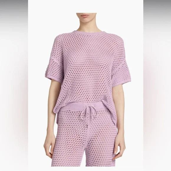 Stellae Dux Boxy Crocheted Lavender Mesh Lounge Set - Picture 2 of 6